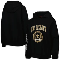 Women's Tommy Hilfiger Black New Orleans Saints Becca Drop Shoulder Pullover Hoodie