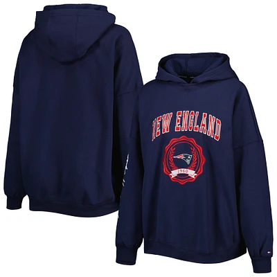 Women's Tommy Hilfiger Navy New England Patriots Becca Drop Shoulder Pullover Hoodie