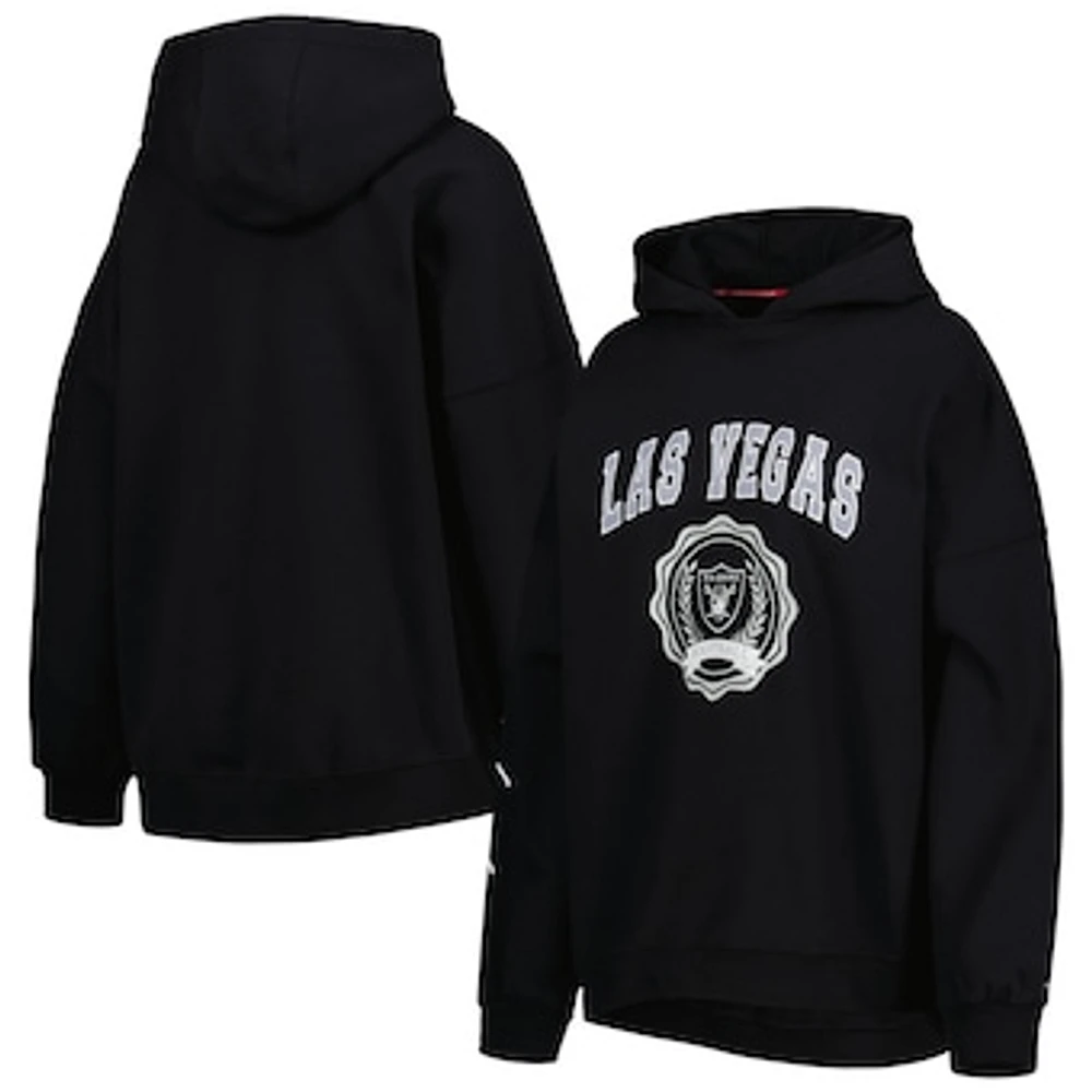 Women's Tommy Hilfiger Black Las Vegas Raiders Becca Drop Shoulder Pullover Hoodie