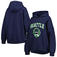 Women's Tommy Hilfiger College Navy Seattle Seahawks Becca Drop Shoulder Pullover Hoodie