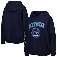 Women's Tommy Hilfiger Navy Tennessee Titans Becca Drop Shoulder Pullover Hoodie