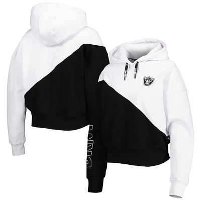 Women's DKNY Sport White/Black Las Vegas Raiders Bobbi Color Blocked Pullover Hoodie