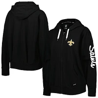 Women's MSX by Michael Strahan  Black New Orleans Saints Emerson Lightweight Full-Zip Hoodie