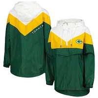 Women's Tommy Hilfiger White/Gold Green Bay Packers Staci Half-Zip Hoodie Windbreaker Jacket
