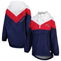 Women's Tommy Hilfiger White/Red New England Patriots Staci Half-Zip Hoodie Windbreaker Jacket