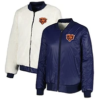 Women's G-III 4Her by Carl Banks Oatmeal/Navy Chicago Bears Switchback Reversible Full-Zip Jacket