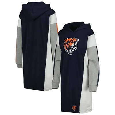 Women's G-III 4Her by Carl Banks Navy Chicago Bears Bootleg Long Sleeve Hoodie T-Shirt Dress