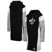 Women's G-III 4Her by Carl Banks Black New Orleans Saints Bootleg Long Sleeve Hoodie T-Shirt Dress
