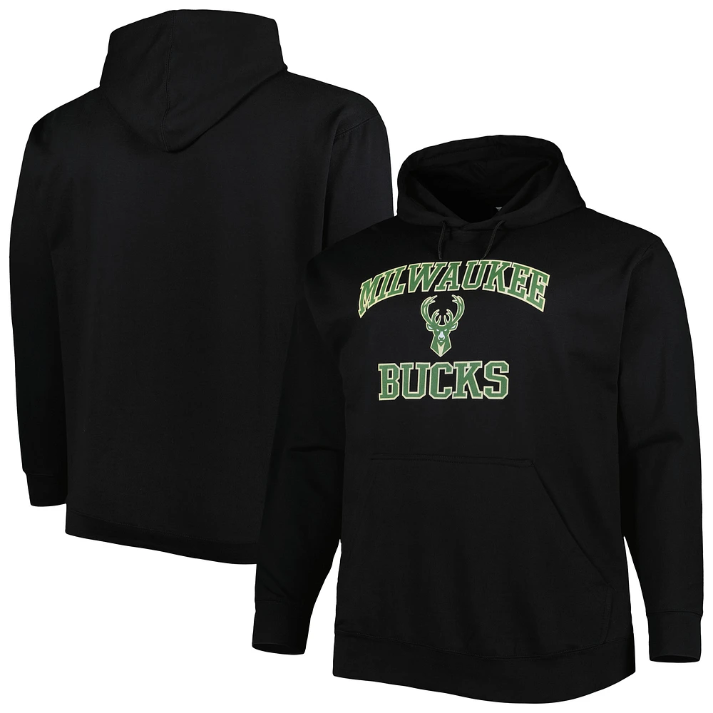 Men's Black Milwaukee Bucks Big & Tall Heart Soul Pullover Hoodie