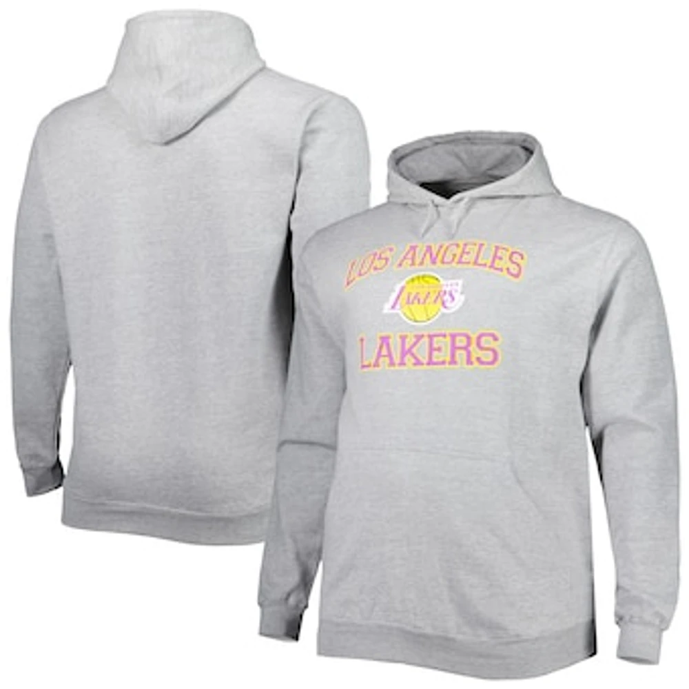 Men's Heathered Gray Los Angeles Lakers Big & Tall Heart Soul Pullover Hoodie