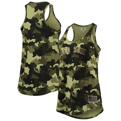 Women's New Era Green Boston Red Sox 2022 MLB Armed Forces Day Camo Racerback Tank Top