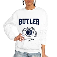 Women's Gameday Couture White Butler Bulldogs It's a Vibe Classic Fleece Crewneck Pullover Sweatshirt