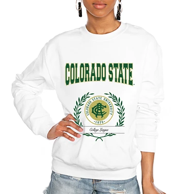 Women's Gameday Couture White Colorado State Rams It's a Vibe Classic Fleece Crewneck Pullover Sweatshirt