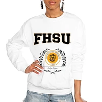 Women's Gameday Couture White Fort Hays State Tigers It's a Vibe Classic Fleece Crewneck Pullover Sweatshirt