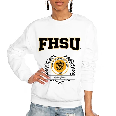 Women's Gameday Couture White Fort Hays State Tigers It's a Vibe Classic Fleece Crewneck Pullover Sweatshirt