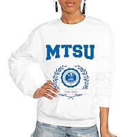 Women's Gameday Couture White MTSU Blue Raiders It's a Vibe Classic Fleece Crewneck Pullover Sweatshirt