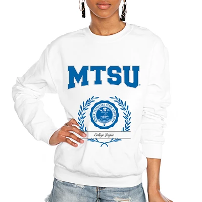 Women's Gameday Couture White MTSU Blue Raiders It's a Vibe Classic Fleece Crewneck Pullover Sweatshirt