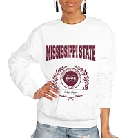 Women's Gameday Couture White Mississippi State Bulldogs It's a Vibe Classic Fleece Crewneck Pullover Sweatshirt
