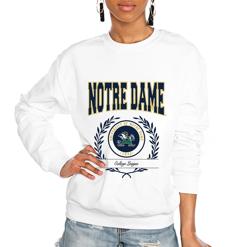 Women's Gameday Couture White Notre Dame Fighting Irish It's a Vibe Classic Fleece Crewneck Pullover Sweatshirt