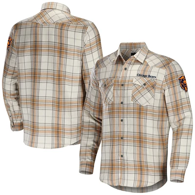 Men's NFL x Darius Rucker Collection by Fanatics Tan Chicago Bears Flannel Long Sleeve Button-Up Shirt