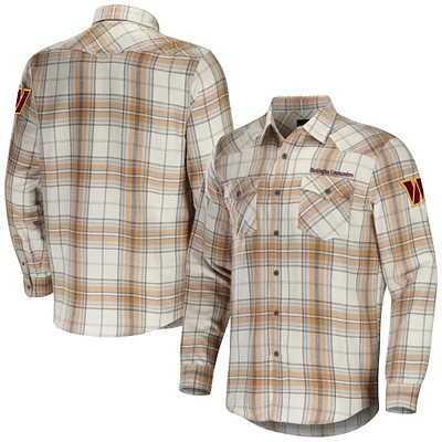 Men's NFL x Darius Rucker Collection by Fanatics Tan Washington Commanders Flannel Long Sleeve Button-Up Shirt