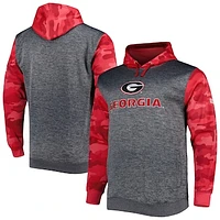Men's Heather Charcoal Georgia Bulldogs Big & Tall Raglan Fleece Pullover Hoodie