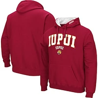 Men's Colosseum Crimson IUPUI Jaguars Arch & Logo 3.0 Pullover Hoodie