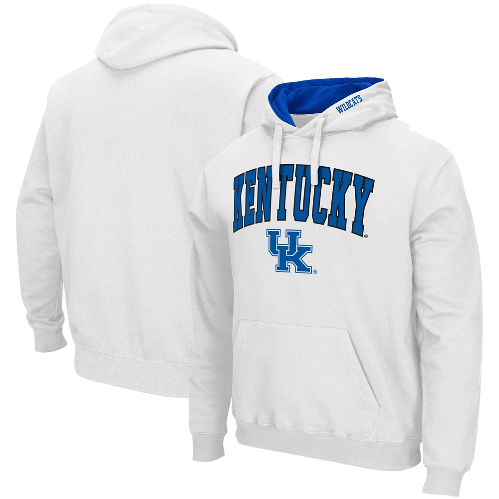 Men's Colosseum White Kentucky Wildcats Arch & Logo 3.0 Pullover Hoodie