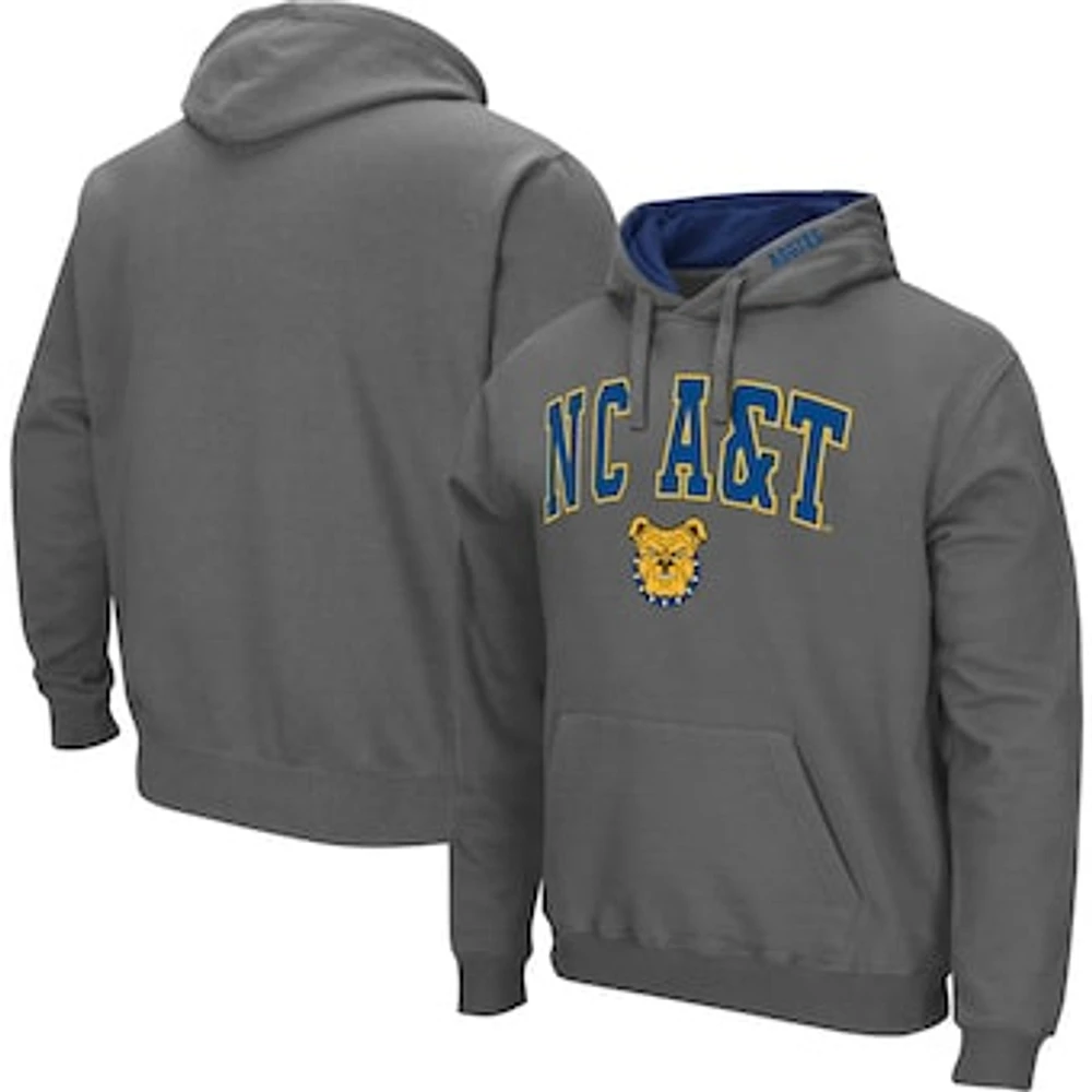 Men's Colosseum Charcoal North Carolina A&T Aggies Arch & Logo 3.0 Pullover Hoodie