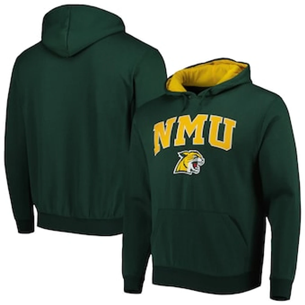 Men's Colosseum Green Northern Michigan Wildcats Arch & Logo 3.0 Pullover Hoodie