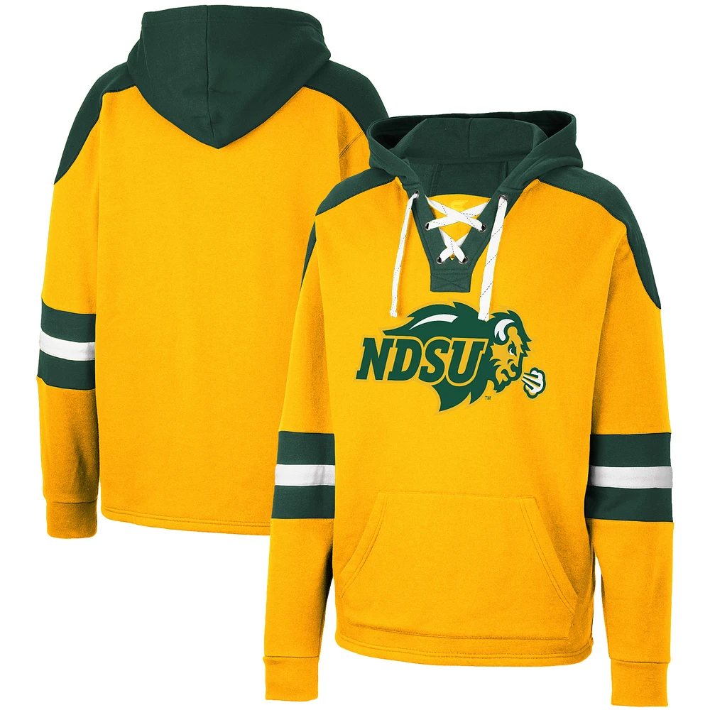 Men's Colosseum Yellow NDSU Bison Lace-Up 4.0 Pullover Hoodie