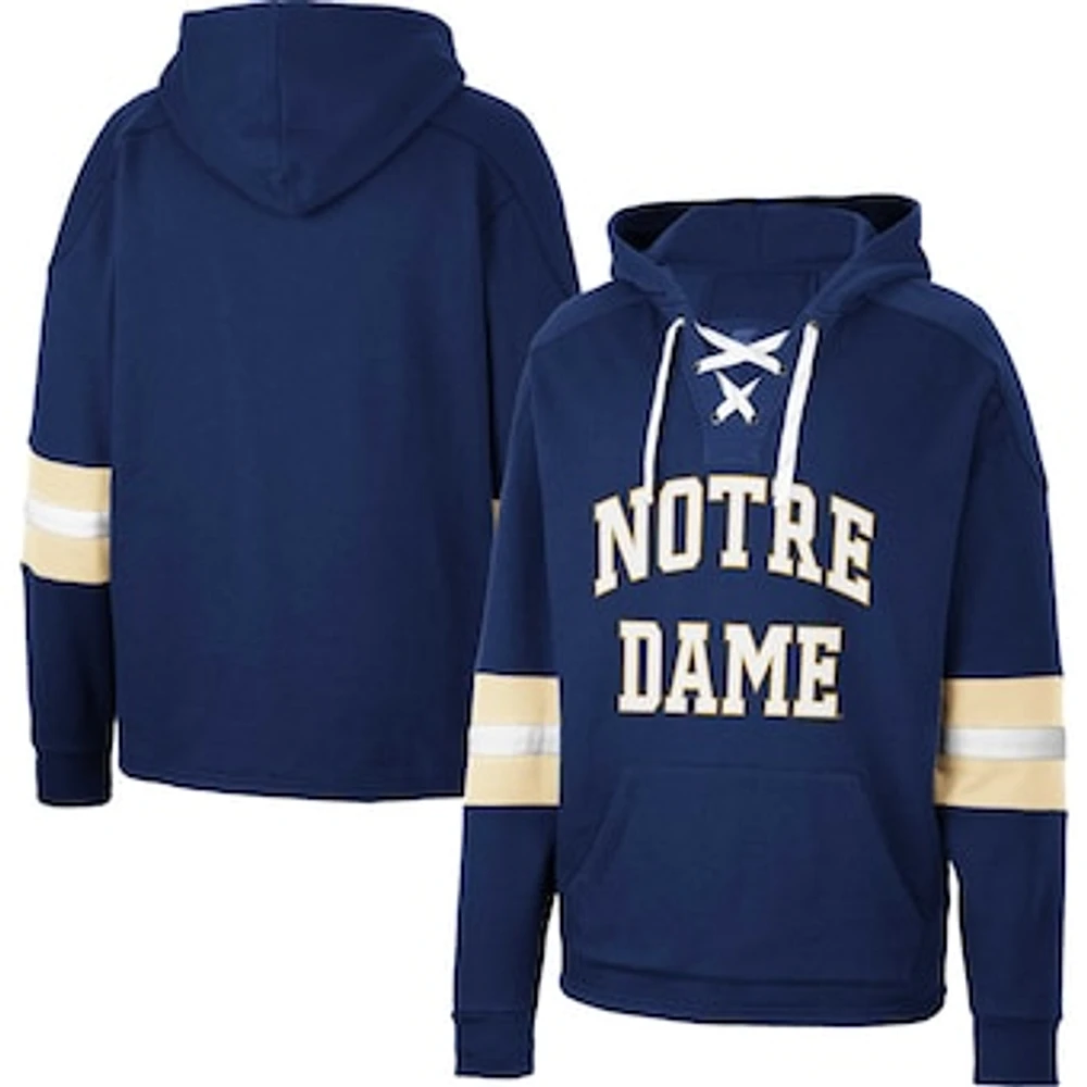 Men's Colosseum Navy Notre Dame Fighting Irish Lace-Up 4.0 Pullover Hoodie