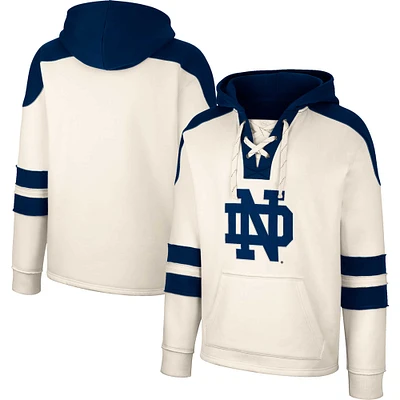 Men's Colosseum Cream Notre Dame Fighting Irish Lace-Up 4.0 Vintage Pullover Hoodie