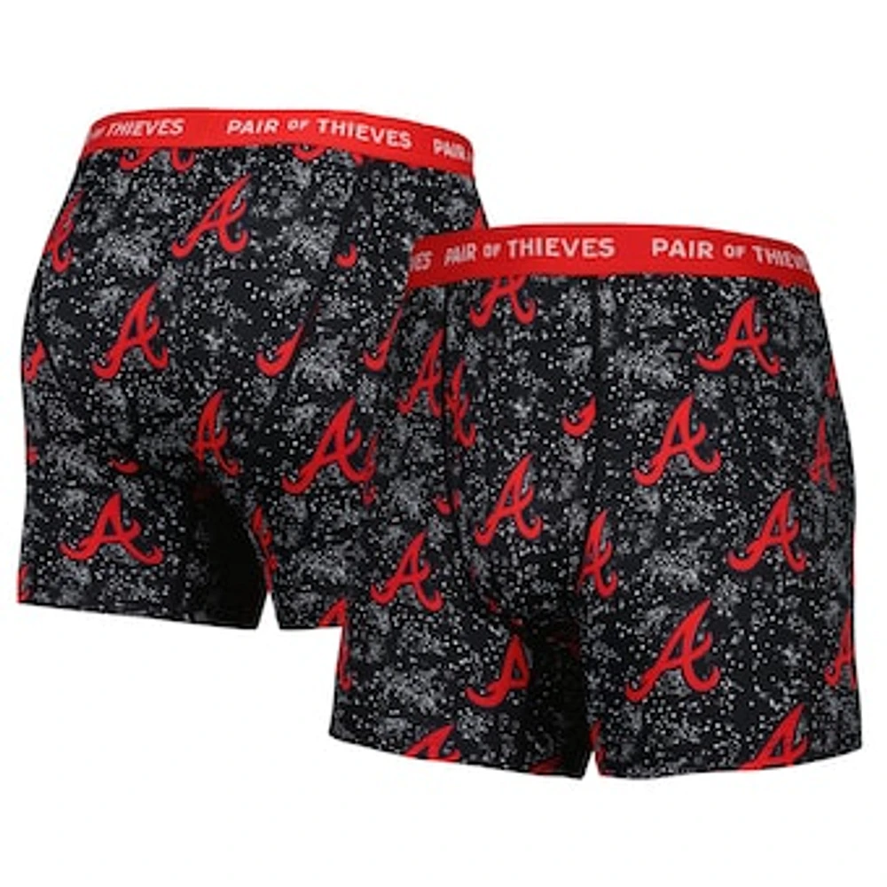 Men's Pair of Thieves Gray/Black Atlanta Braves Super Fit 2-Pack Boxer Briefs Set