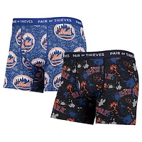 Men's Pair of Thieves Black/Royal New York Mets Super Fit 2-Pack Boxer Briefs Set