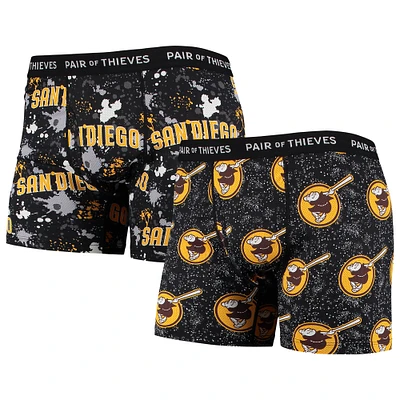 Men's Pair of Thieves Black San Diego Padres Super Fit 2-Pack Boxer Briefs Set