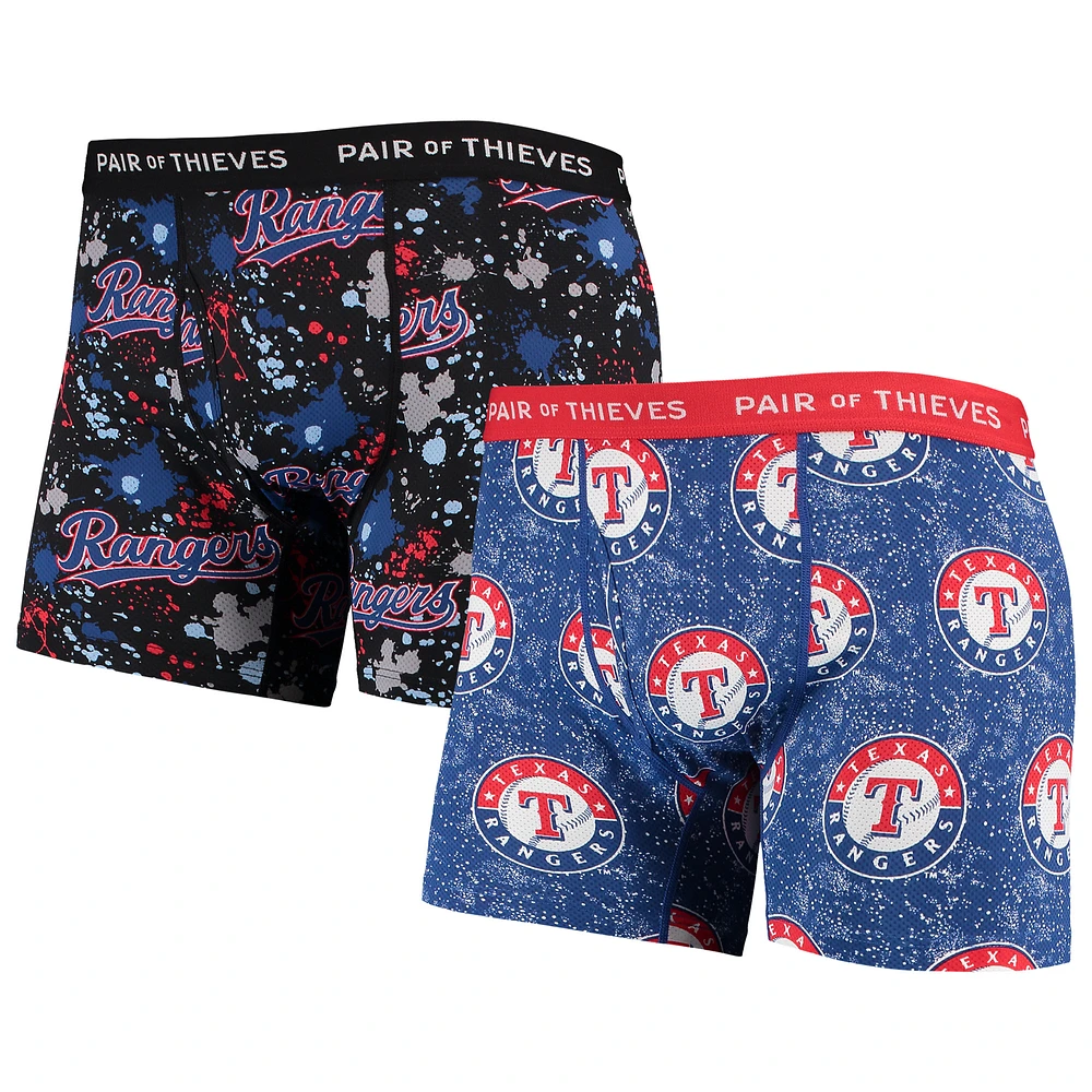 Men's Pair of Thieves Royal/Black Texas Rangers Super Fit 2-Pack Boxer Briefs Set