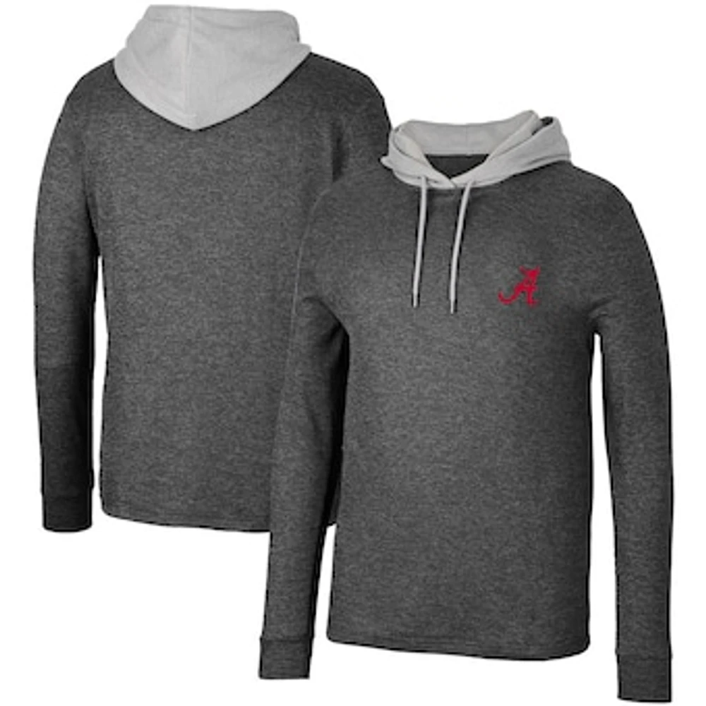 Men's Colosseum Black Alabama Crimson Tide Ballot Waffle-Knit Thermal Long Sleeve Hoodie T-Shirt