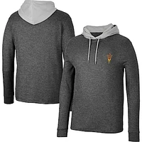 Men's Colosseum Black Arizona State Sun Devils Ballot Waffle-Knit Thermal Long Sleeve Hoodie T-Shirt