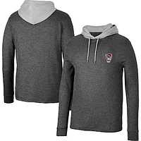 Men's Colosseum Black NC State Wolfpack Ballot Waffle-Knit Thermal Long Sleeve Hoodie T-Shirt