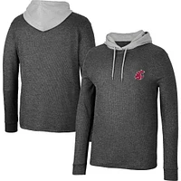 Men's Colosseum Black Washington State Cougars Ballot Waffle-Knit Thermal Long Sleeve Hoodie T-Shirt