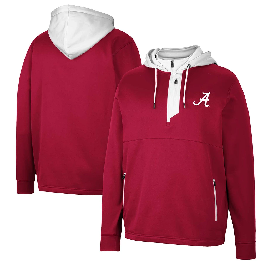 Men's Colosseum Crimson Alabama Tide Luge 3.0 Quarter-Zip Hoodie