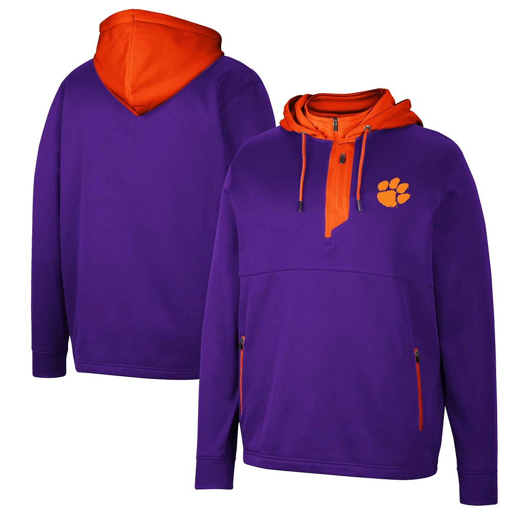 Men's Colosseum Clemson Tigers Luge 3.0 Quarter-Zip Hoodie