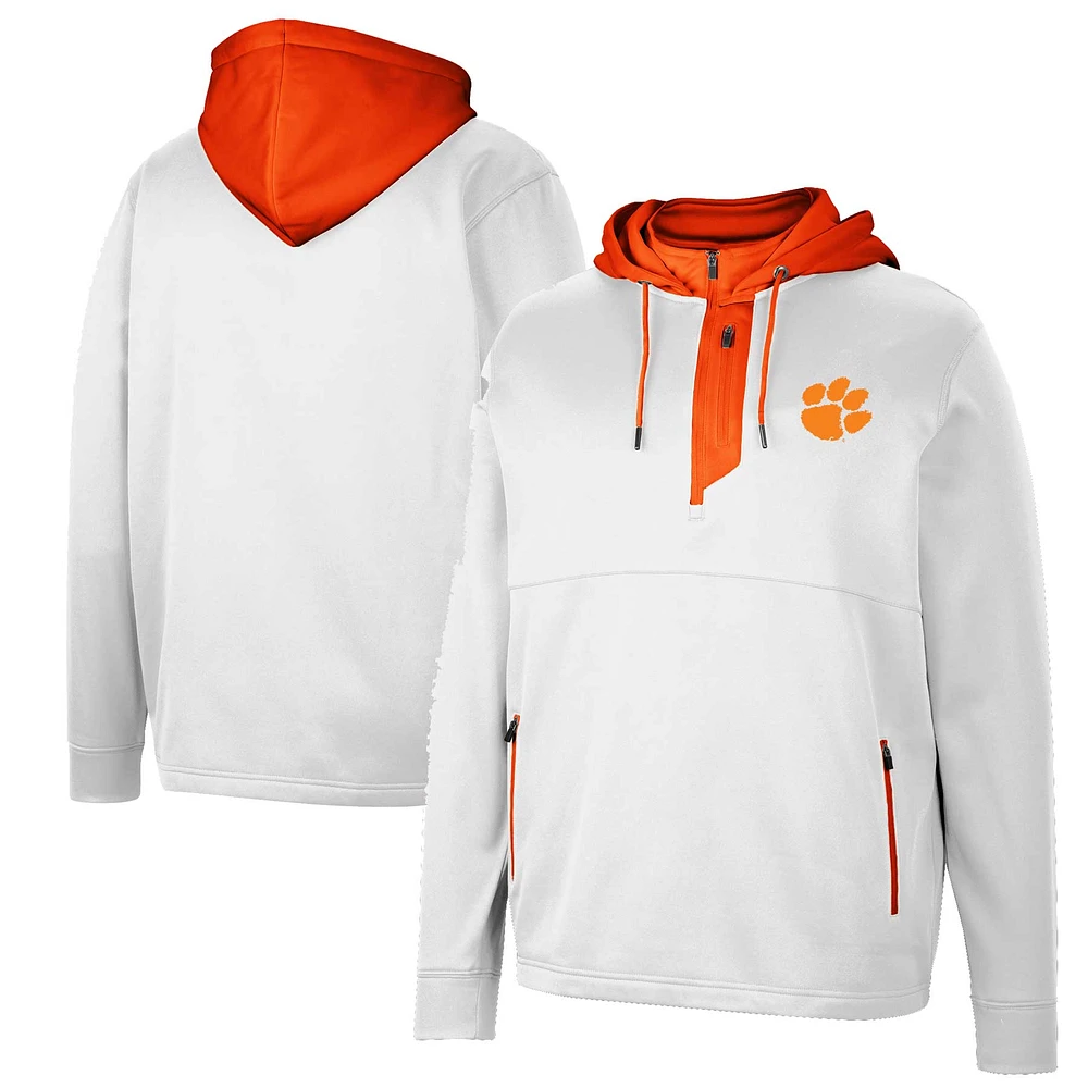 Men's Colosseum Clemson Tigers Luge 3.0 Quarter-Zip Hoodie