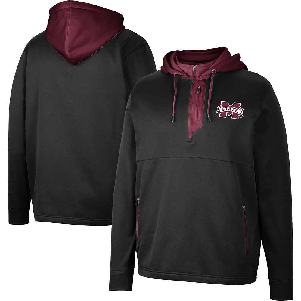 Men's Colosseum Black Mississippi State Bulldogs Luge 3.0 Quarter-Zip Hoodie