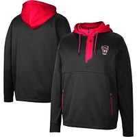 Men's Colosseum Black NC State Wolfpack Luge 3.0 Quarter-Zip Hoodie