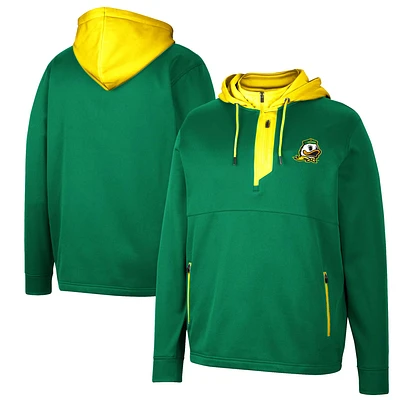 Men's Colosseum Green Oregon Ducks Luge 3.0 Quarter-Zip Hoodie