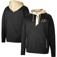 Men's Colosseum Black Purdue Boilermakers Luge 3.0 Quarter-Zip Hoodie