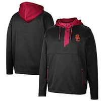 Men's Colosseum Black USC Trojans Luge 3.0 Quarter-Zip Hoodie