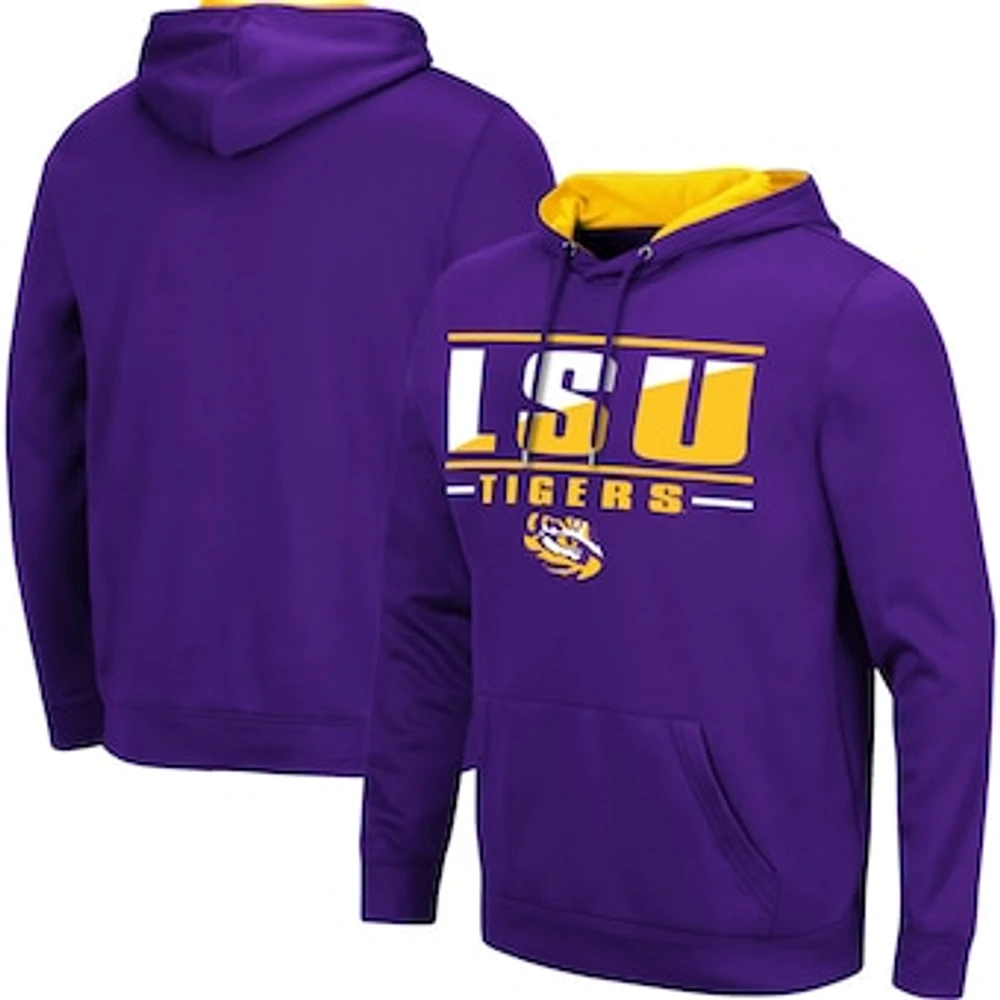 Men's Colosseum Purple LSU Tigers Slash Stack 2.0 Pullover Hoodie